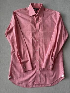 Bonobos Slim Fit Pink Check Button Down Shirt 16.5 35 Preppy Golf